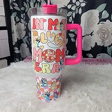 40oz Bluey Mama Tumbler. Comes with matching handle/lid and clear straw! image 0