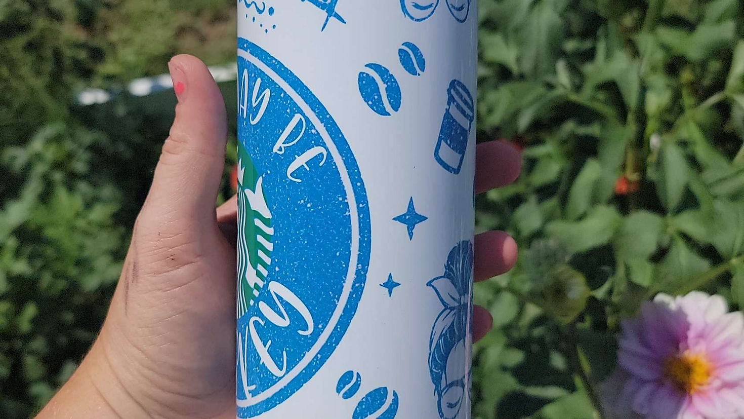 20oz glossy tumbler. Colorful lid not included. image 1