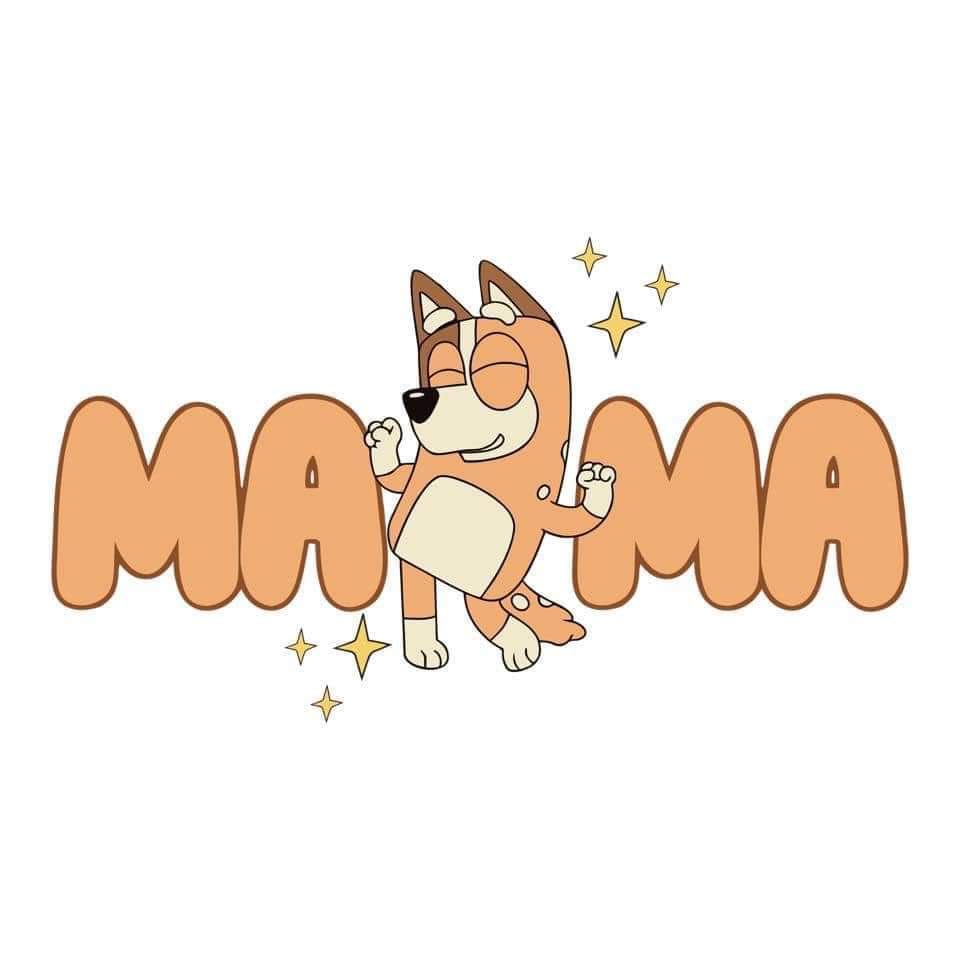 Bluey Mama shirt, Sizing Small thru 2xl. Your choice in black white or grey! image 0