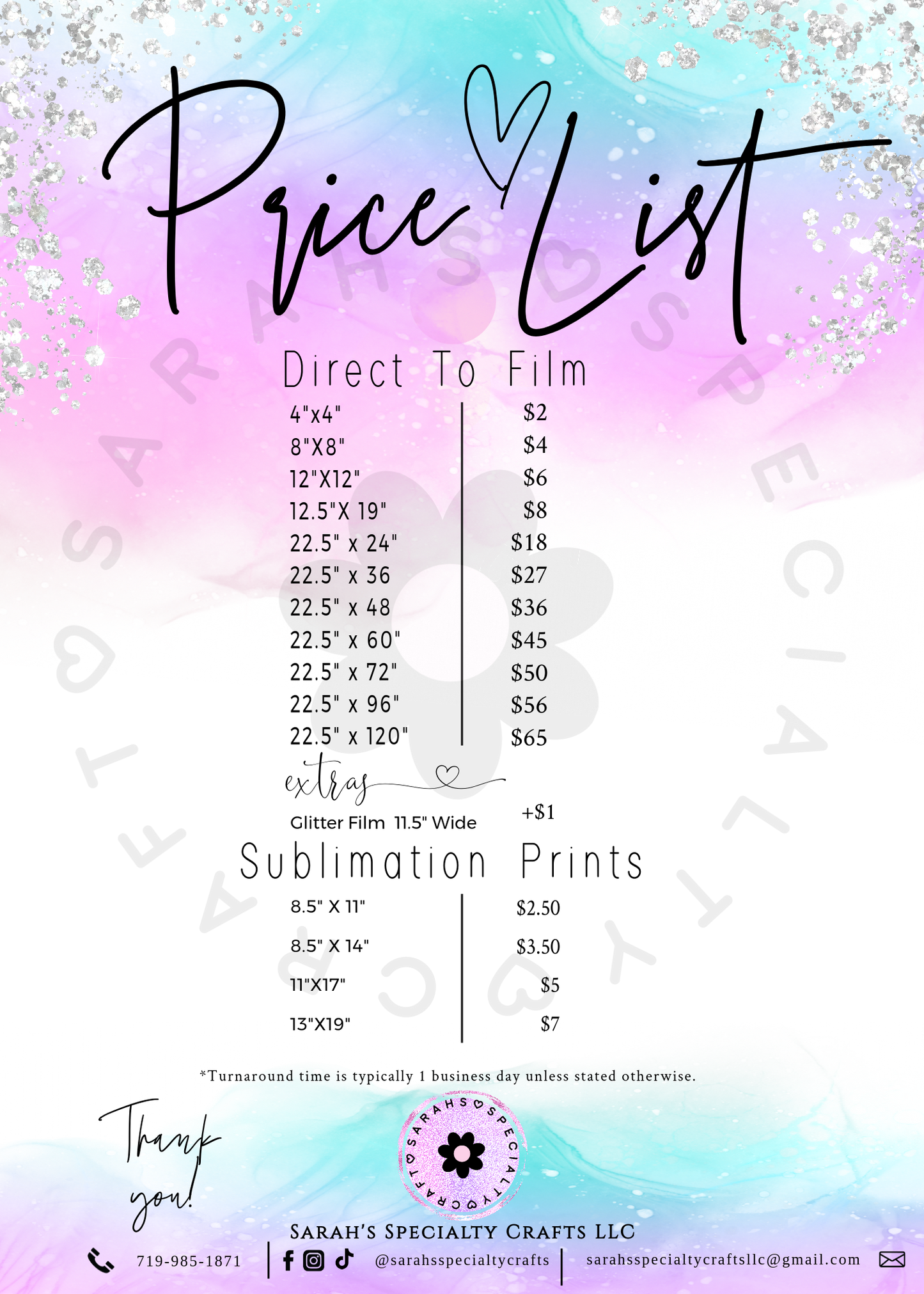 Glitter Film 12.5" Direct to Film Transfer/Ready to press image 1