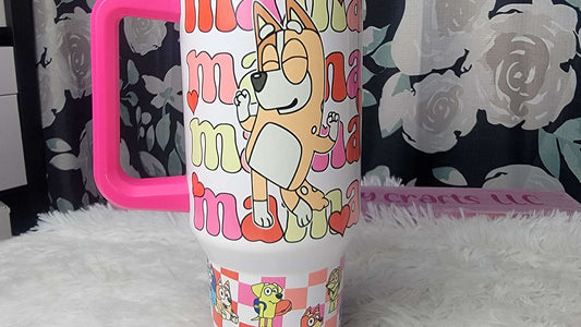 40oz Stainless Chili Mama Tumbler. Comes with clear straw, matching lid. image 0
