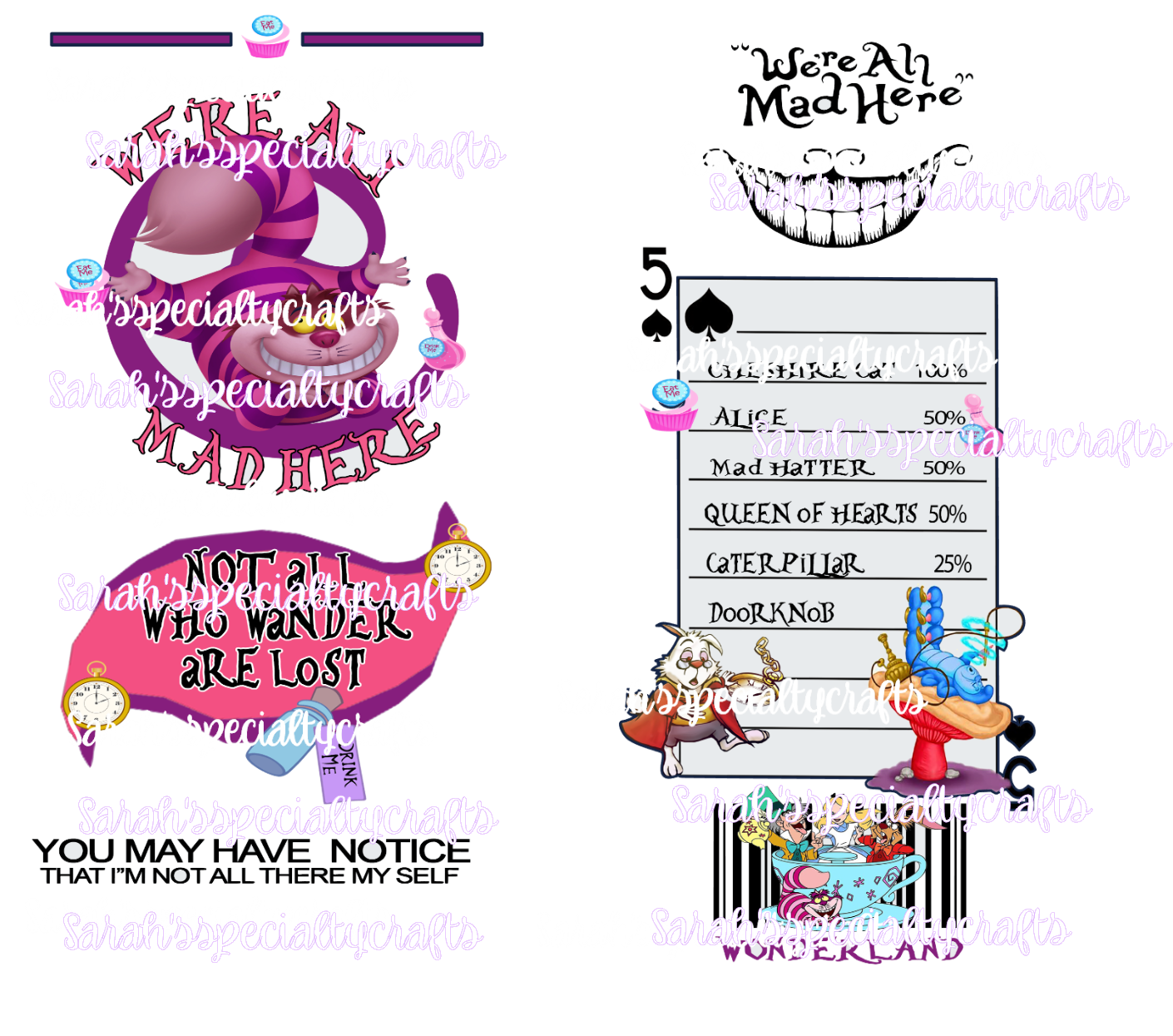 Cheshire Cat Alice in Wonderland Tumbler Design